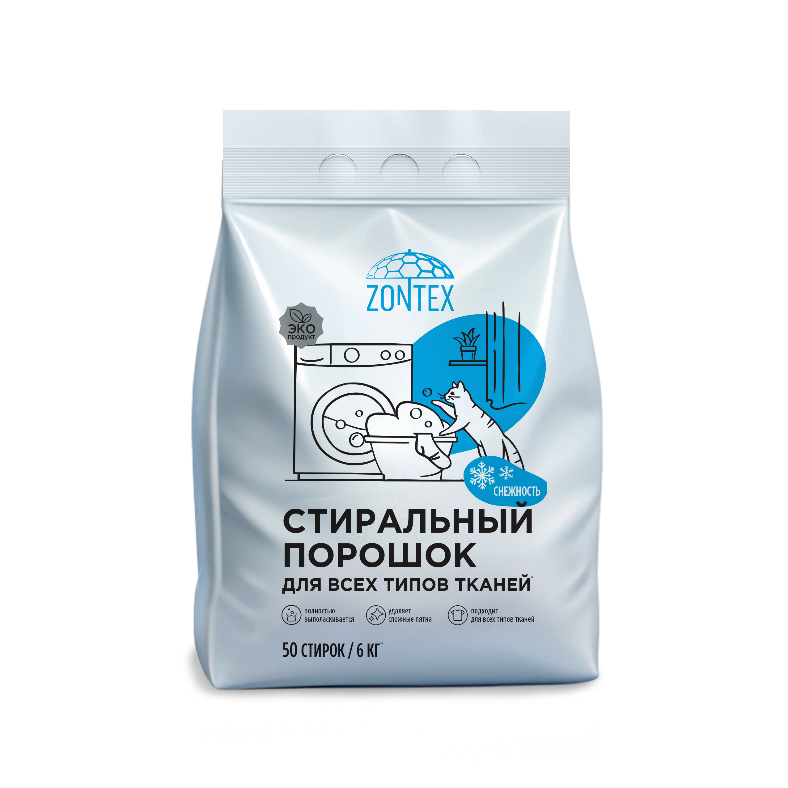 Стиральный порошок для всех типов тканей Zontex (6кг) Снежность