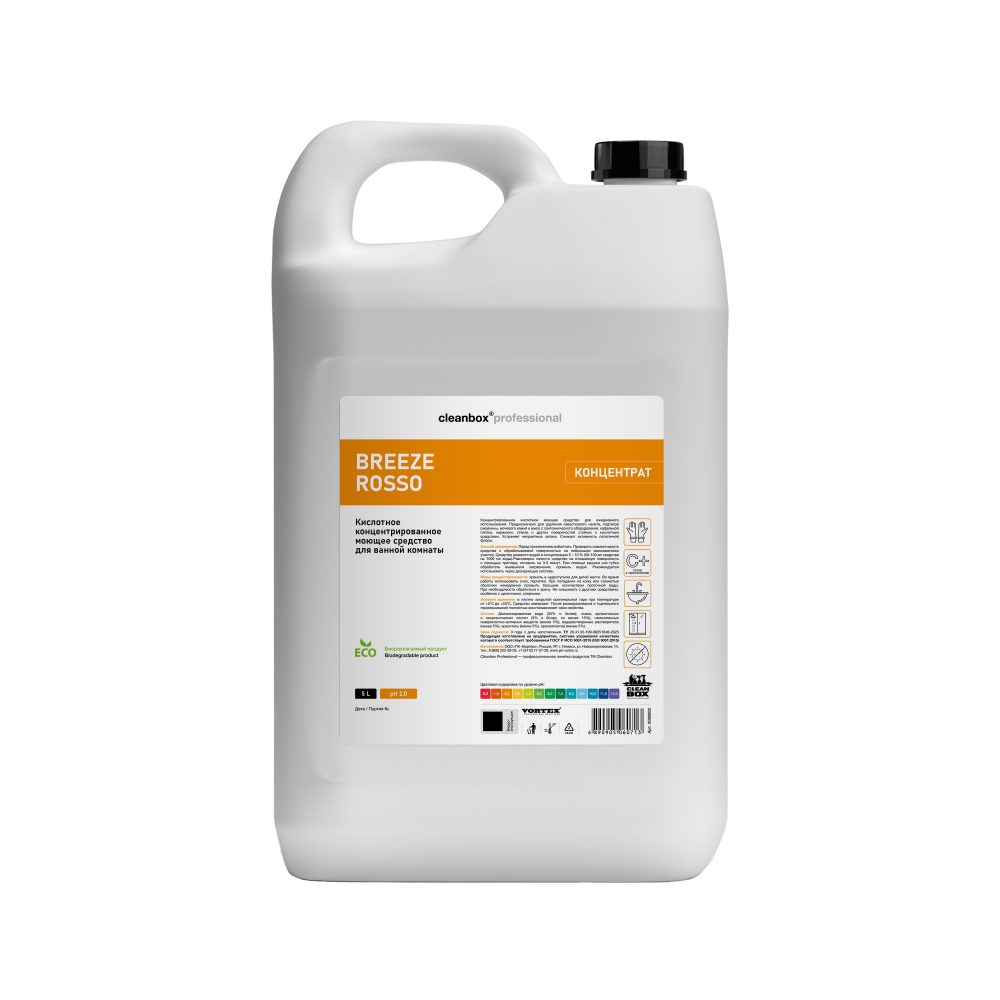 Кислотное концентрированное моющее средство для ванной комнаты CleanBox Professional BREEZE ROSSO (5л) концентрат